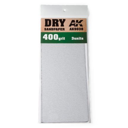 Dry Sandpaper 400 Grit. 3 units