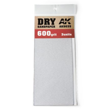 Dry Sandpaper 600 Grit. 3 units