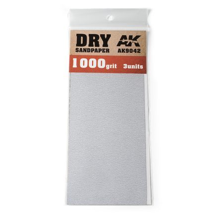 Dry Sandpaper 1000 Grit. 3 units