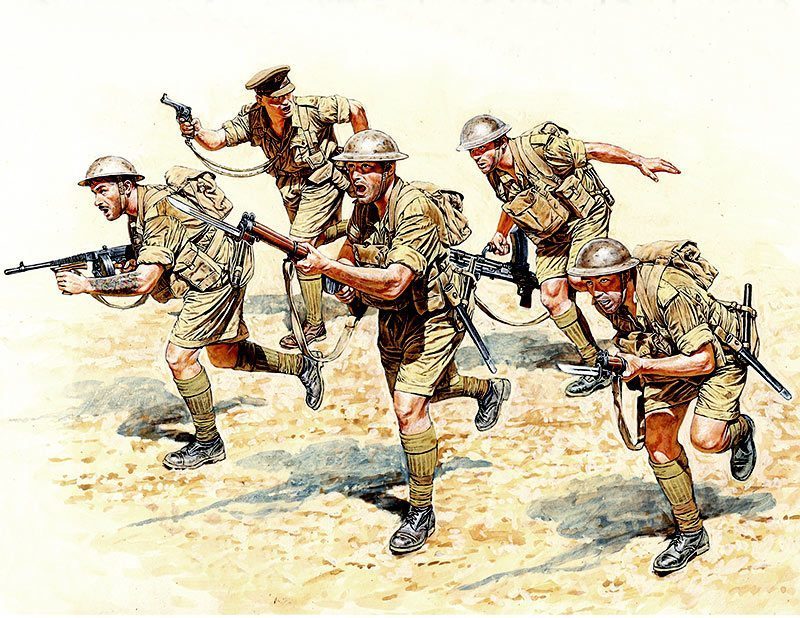 British Infantry in action Northern Africa, WW II era