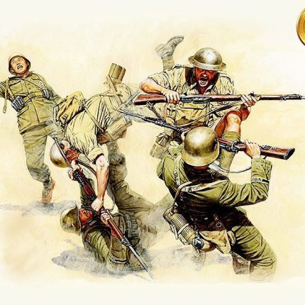 Hand-to-hand fight, British and German infantry. Battles in Northern Africa. WW II era. Kit 1.